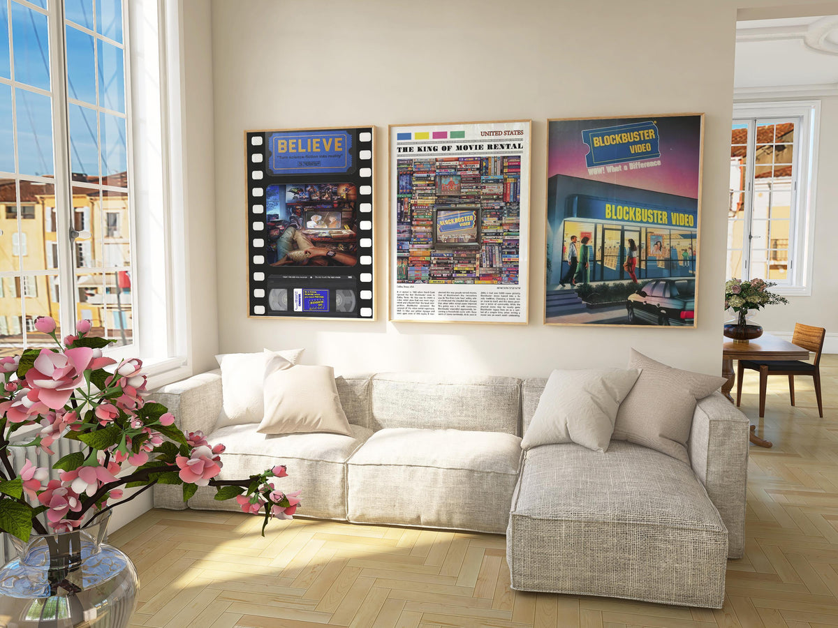 Blockbuster Video Set Of 3, 90s VHS, Film Collection Gift, Retro Movie Poster Collection, Nostalgia Collection, Aesthetic Retro Posters - DreamBrothers