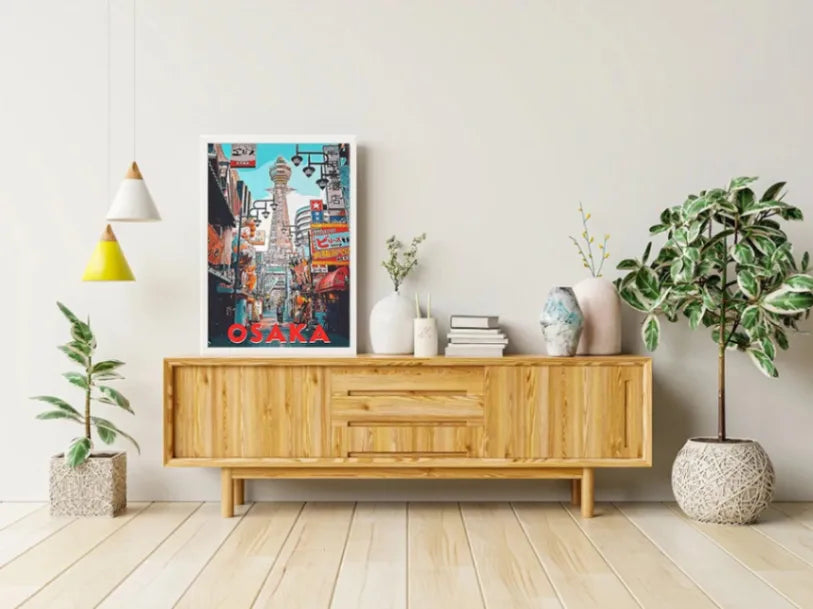 Osaka Streets Retro Travel Poster - DreamBrothers