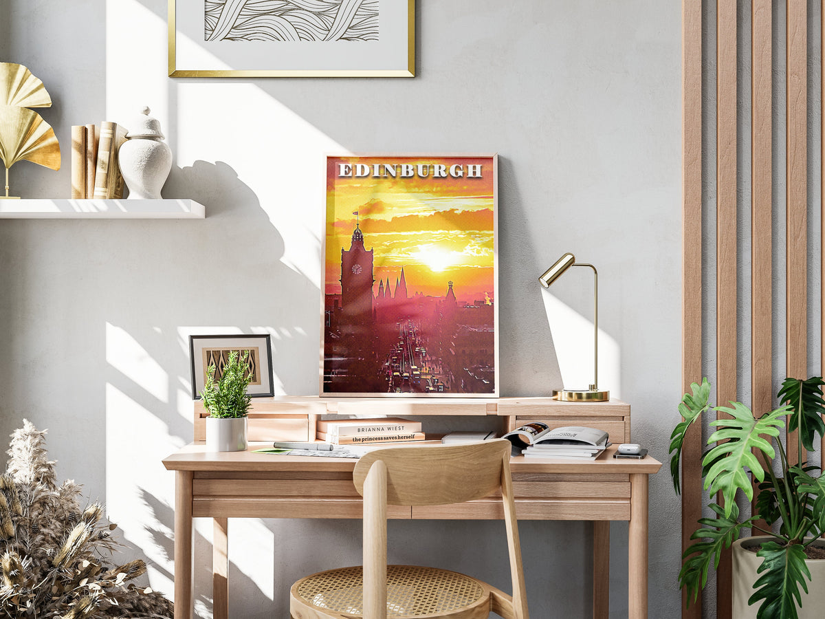Edinburgh Poster, Scotland Colorful Gift, Sunset Light, Europe Vintage Printable Wall Art, Aesthetic Retro Trendy Poster, Summer Download - DreamBrothers