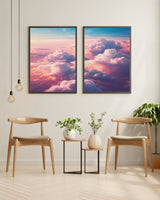 Colorful Clouds Prints, Blush Pink Clouds, 2 Piece Printable Wall Art, Sunset Over The Clouds, Set of 2, Aesthetic Poster Download