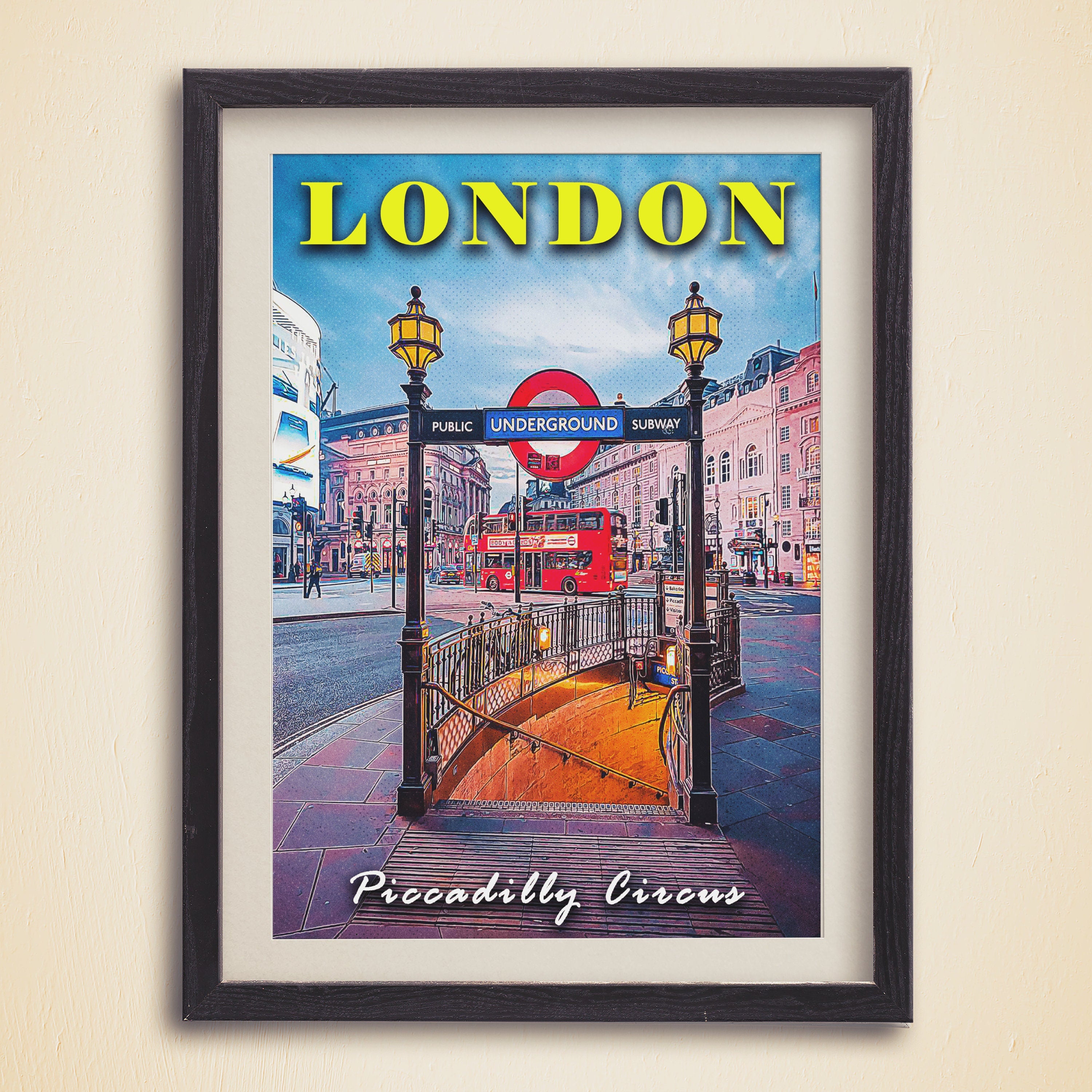 London Night, Piccadilly Circus Print, Underground, London Retro Poster, Pop Travel Poster, Subway, UK Travel Gift, Home Decor For Traveller