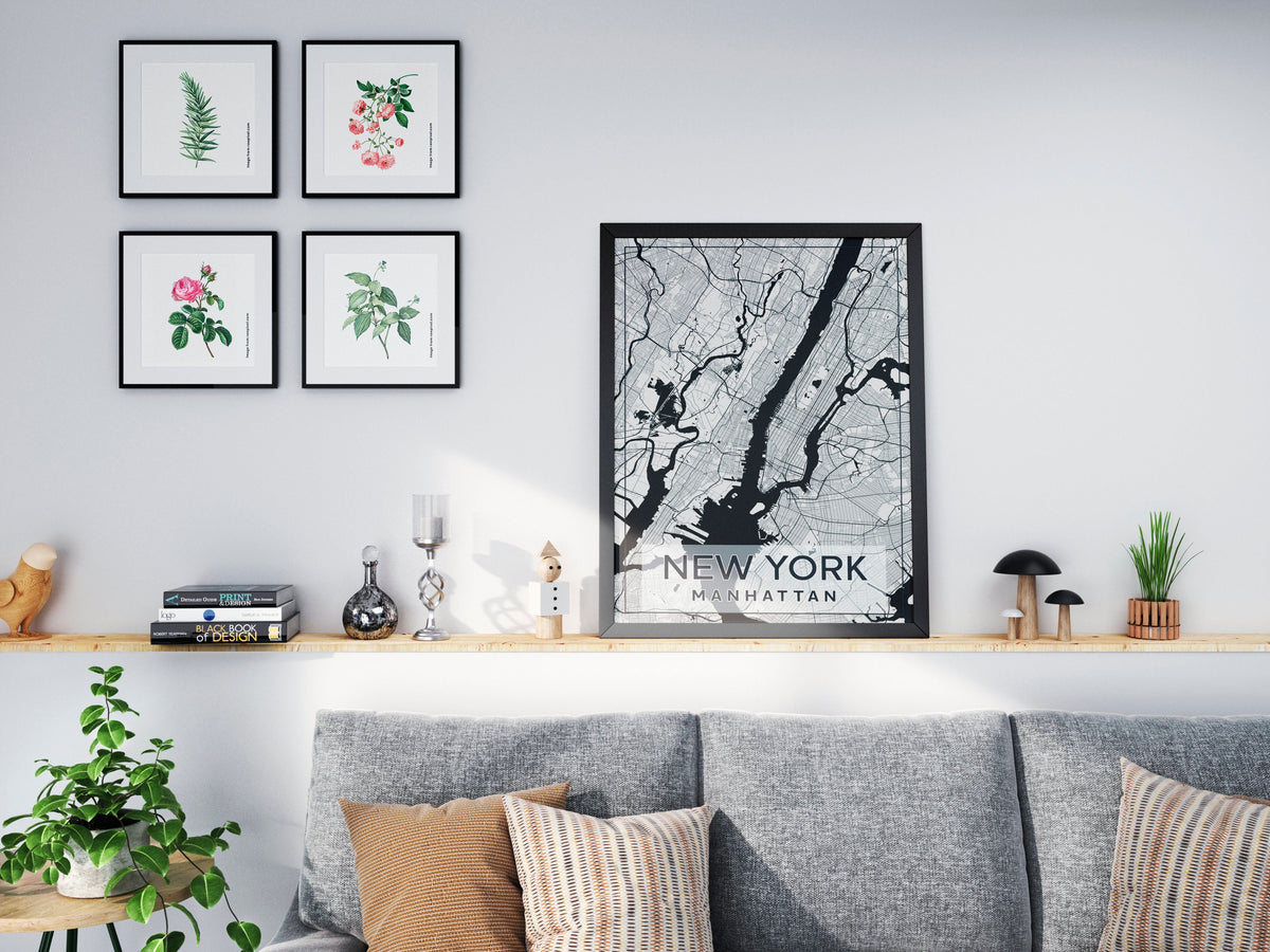 Black And White NYC Map, New York City Vintage Poster, Aesthetic Vintage Print, Black And White Printable Poster - DreamBrothers