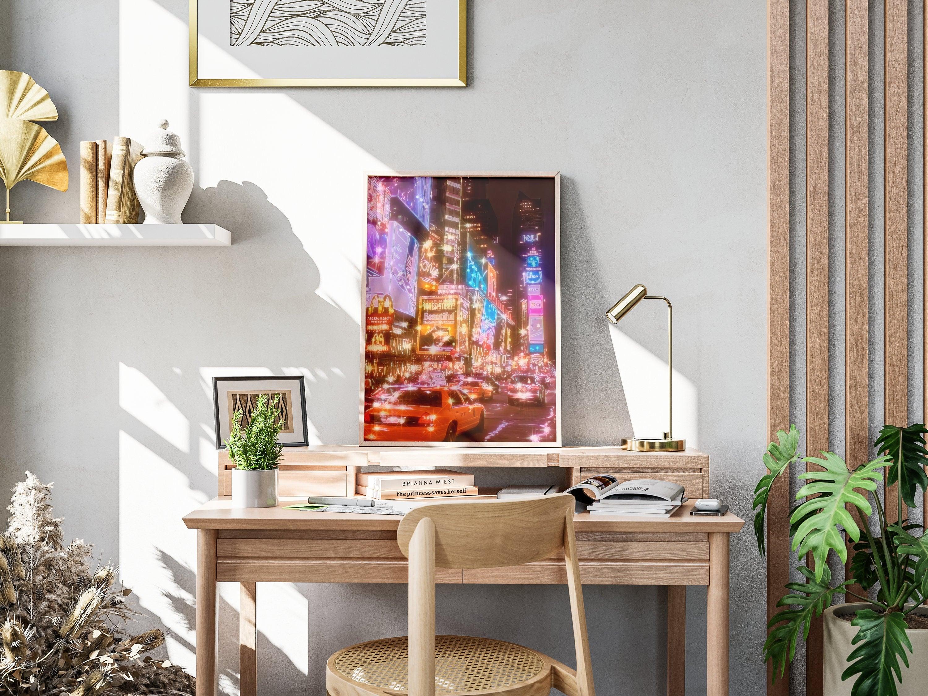 New York City Night, Neon Light Art, Trendy Fashion Poster, Bright Lights, NYC Movie, Aesthetic NY, Oil Painting Decoration, USA Travel Gift