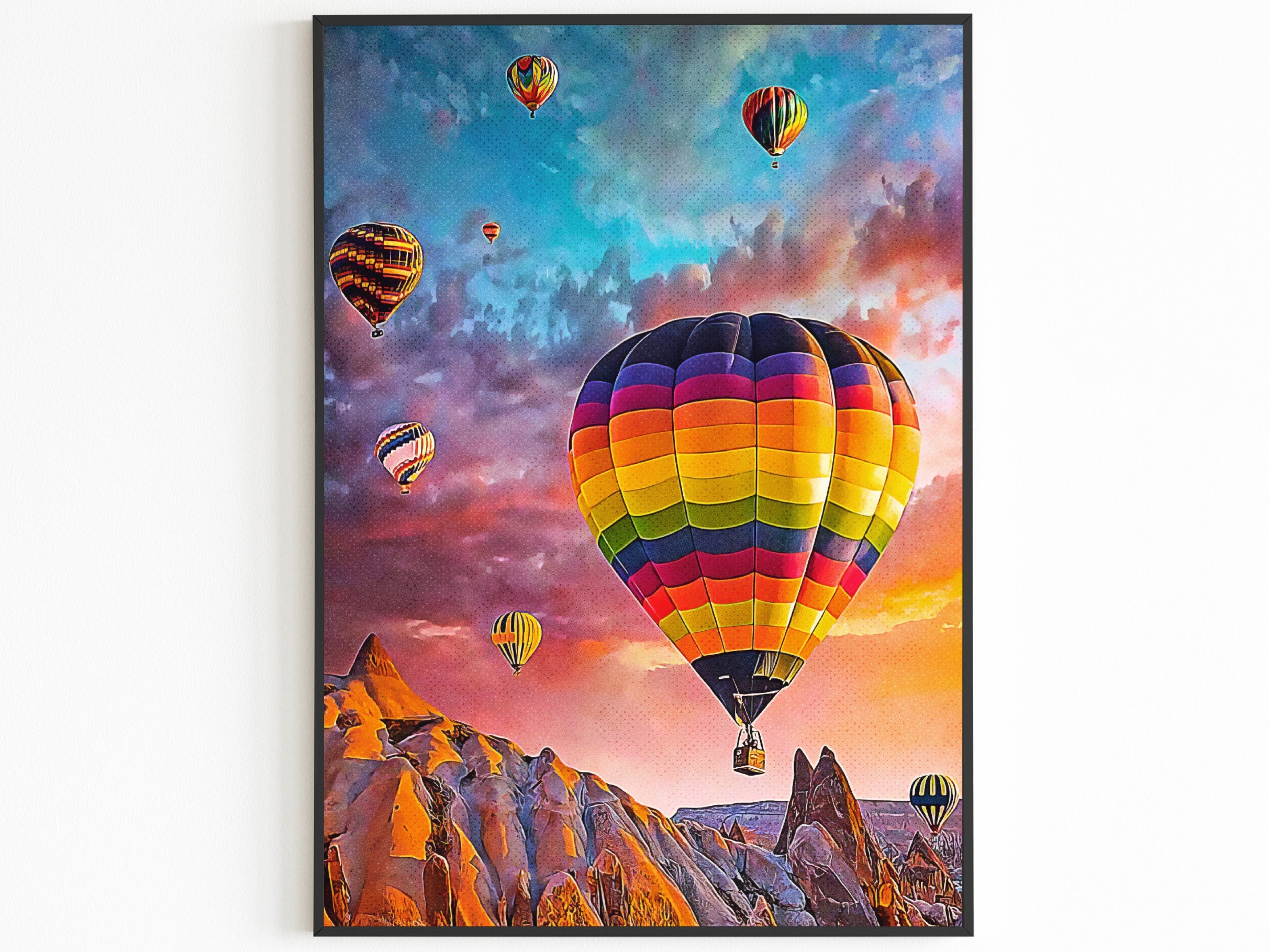 Balloon Travel Art, Turkey Colorful, Aesthetic Retro Poster, Bright Rainbow Colors, Poster For Traveler, Nursery Gift Decoration - DreamBrothers