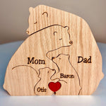 Personalized Wooden Bear Family Puzzle - Custom Name Engraved Gift for Family - 2 to 8 Bears