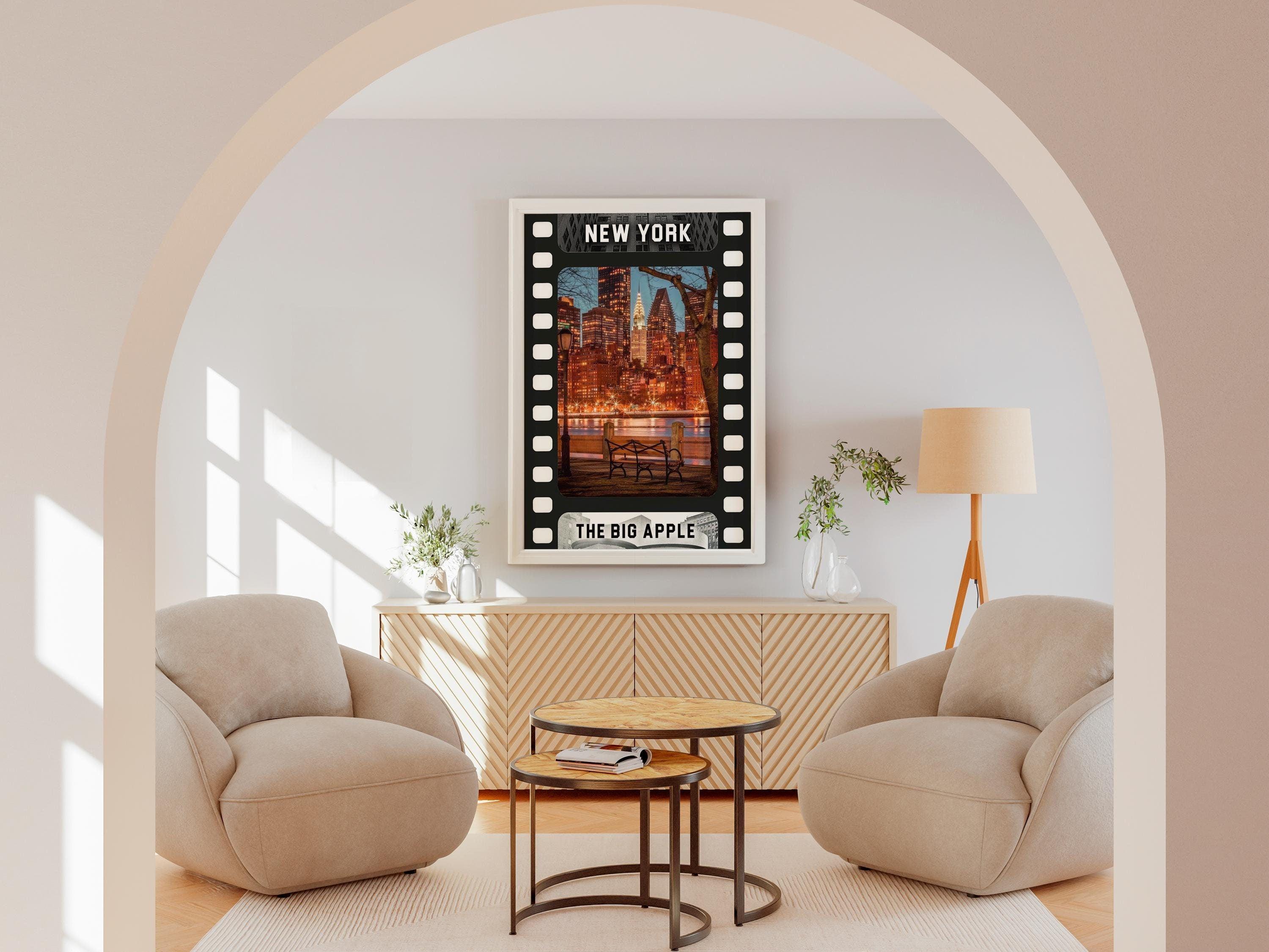 Chrysler Building Movie Tape Poster, New York Retro Printable, NYC Colorful Wall Art, Film Reel Gift, Retro Diner Decor, Night Lights, USA - DreamBrothers